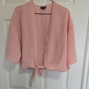 Topshop Light Pink Tie-Front Blouse